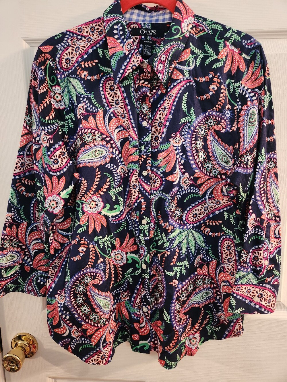 Chaps Multicolor Paisley Button-Down Shirt - Navy Base, sz XL